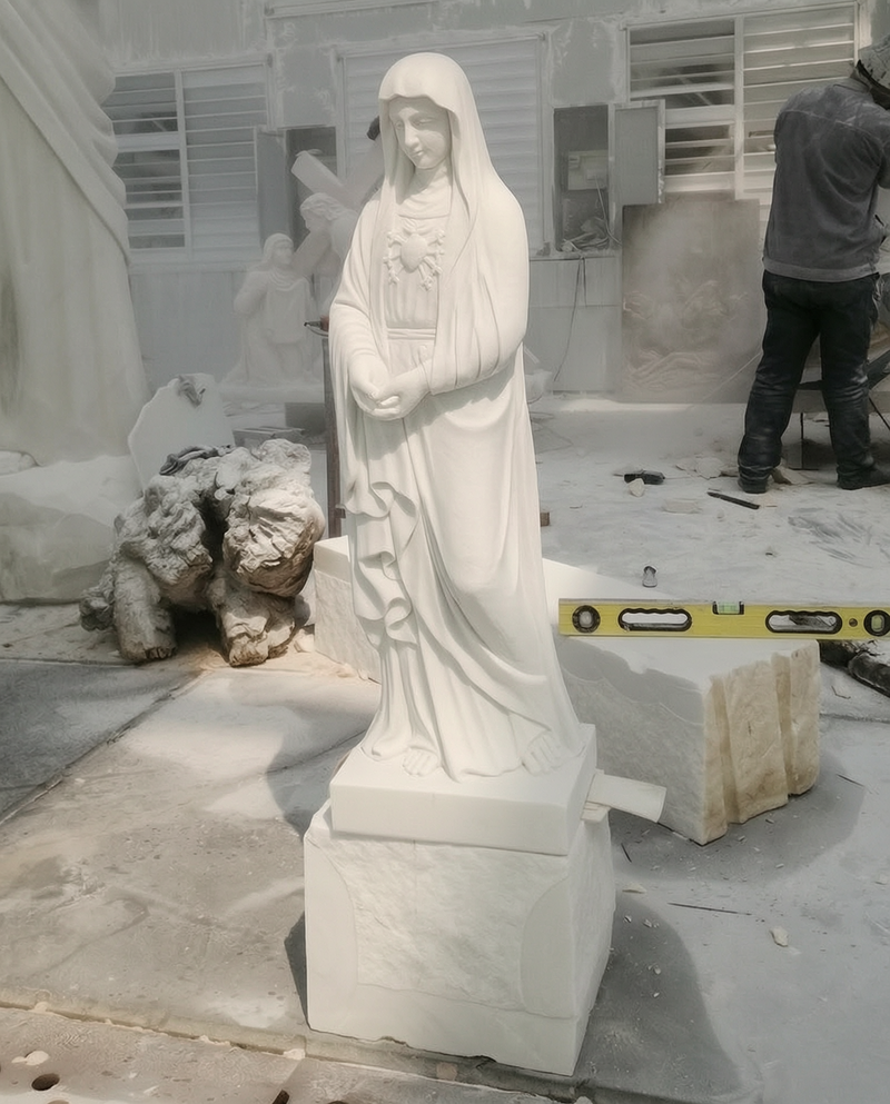 Outdoor Life Size Marble Immaculate Heart of Mary Statue FOR CHURCH