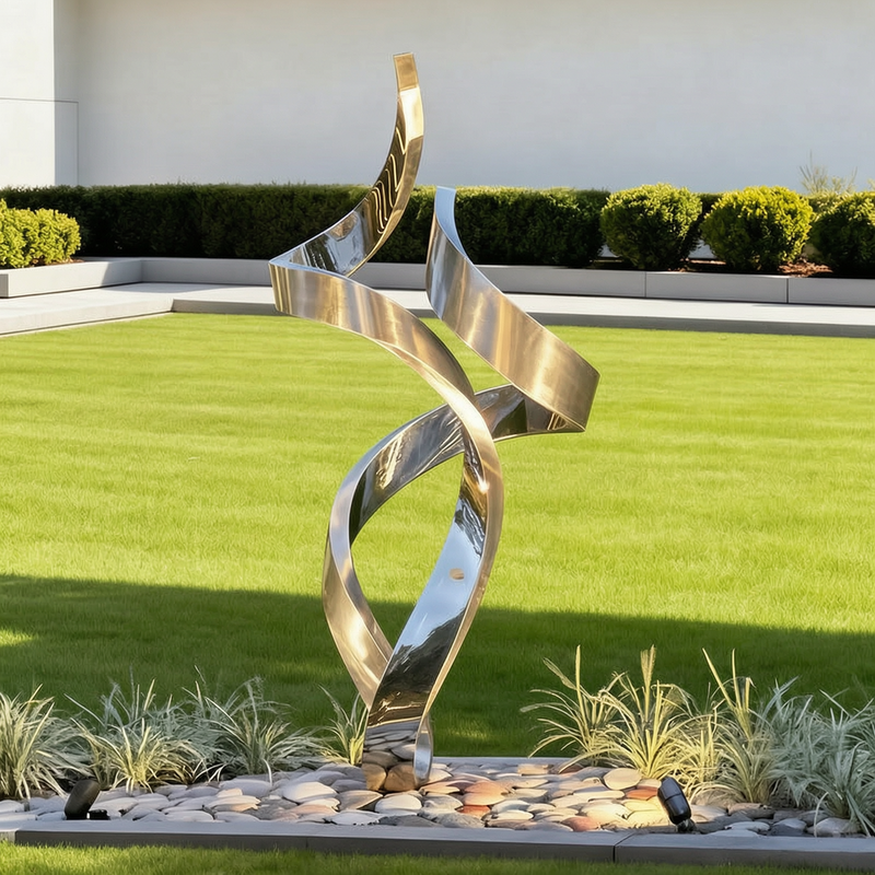 silver ribbon sculpture