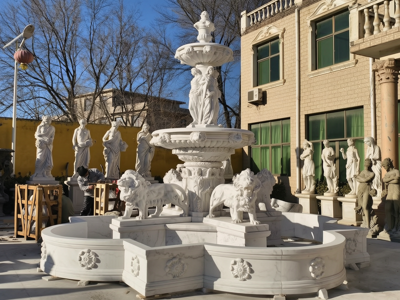 marble lion fountain show