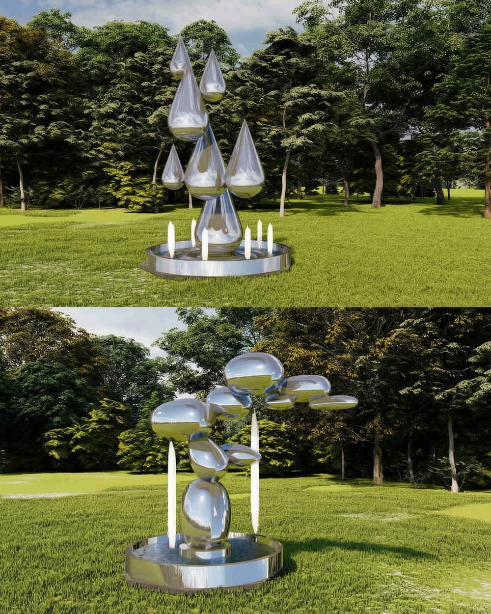 large water drop sculpture 3D rendering