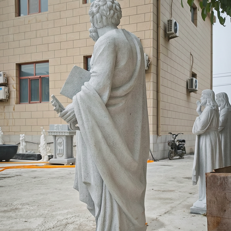 Gray Marble Saint Peter statue for sale