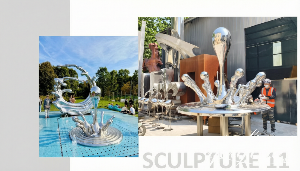 stainless steel water splash sculpture for park project