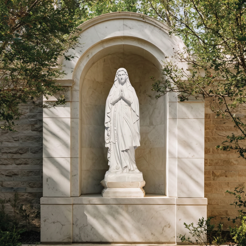 Marble Virgin Mary Statue with Grotto for Outdoor youfine