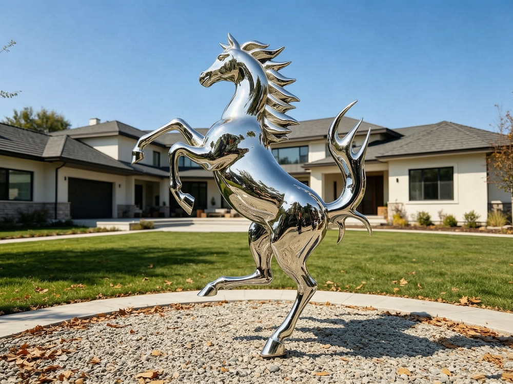 Stainless Steel Ferrari Horse Sculpture
