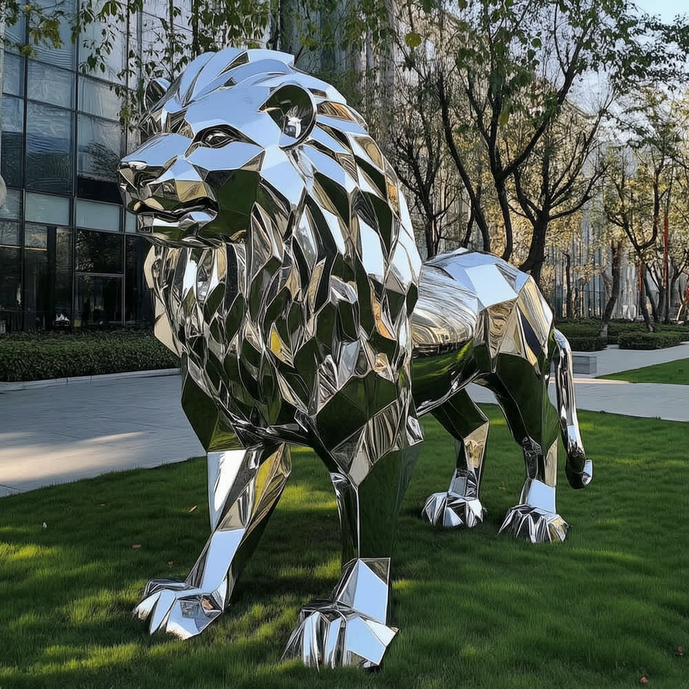 modern stainless steel lion