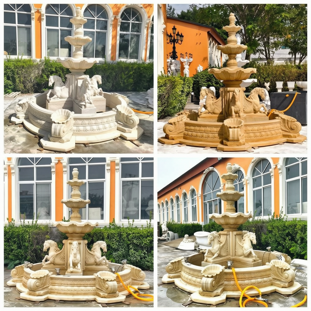 Antiqued Pony Sculpture Fountain