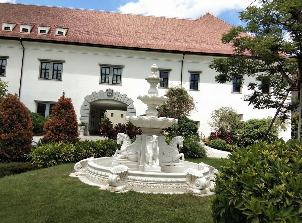 marble Horse statue fountains in European castles