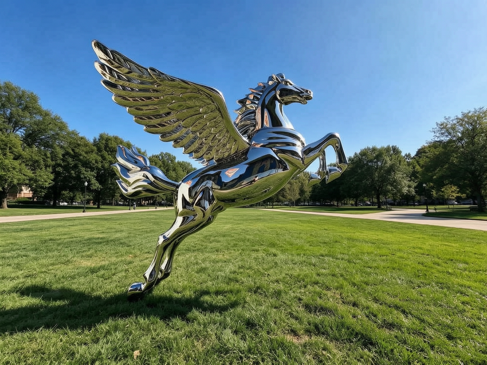 stainless steel horse sculpture