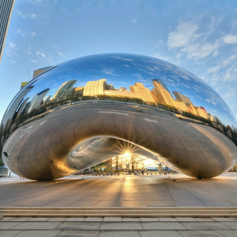 Modern Polished Stainless Steel Bean Sculpture for Sale CSA-25