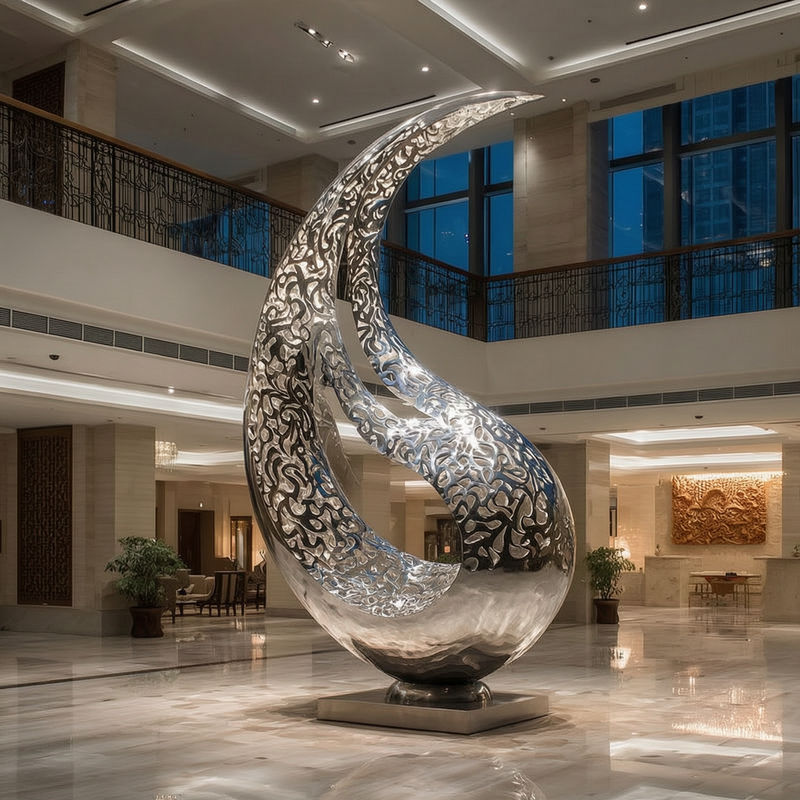 stainless steel hollowed sculpture for hotel decor