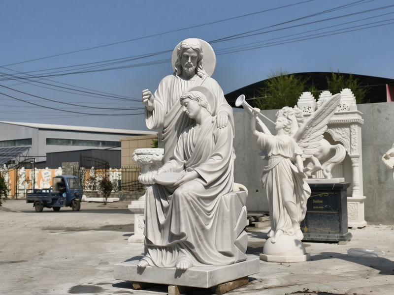 life size Jesus and Saint John the Evangelist marble statue