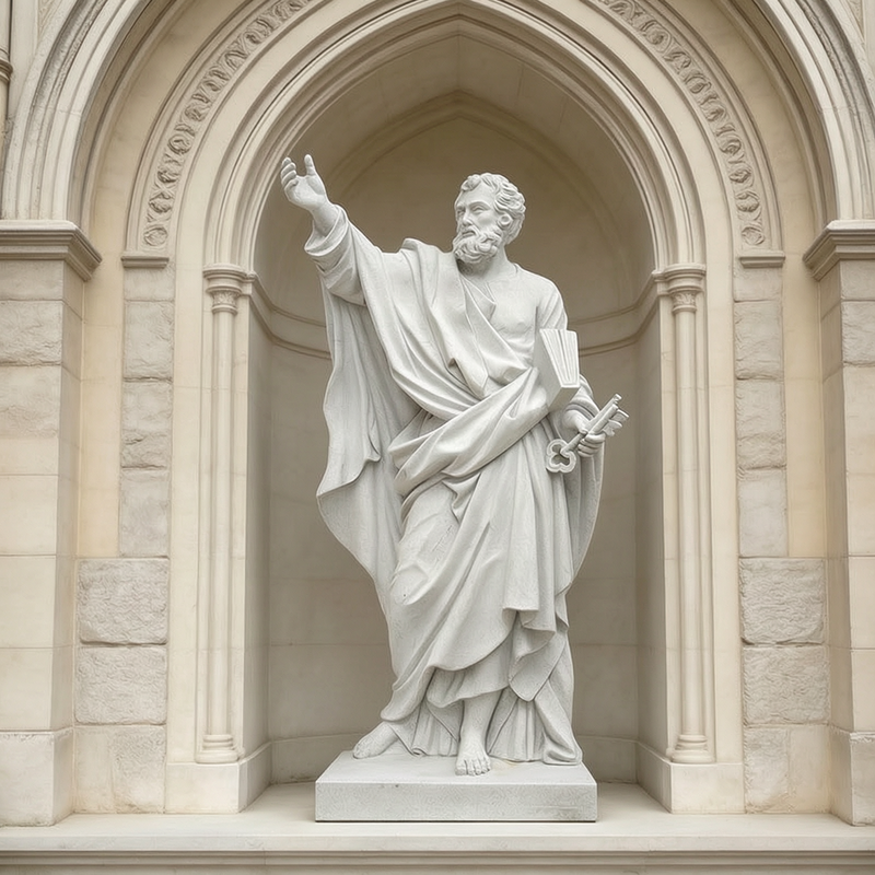 Gray Marble Saint Peter statue for church